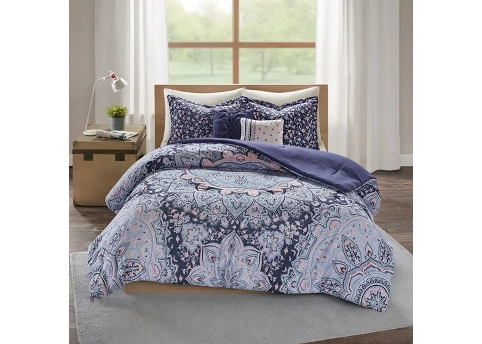 Olliix by Intelligent Design Odette Blue Boho Twin/Twin XL Comforter Set