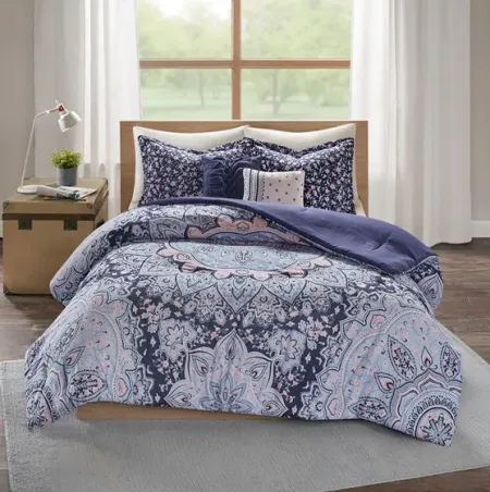 Olliix by Intelligent Design Odette Blue Boho Twin/Twin XL Comforter Set
