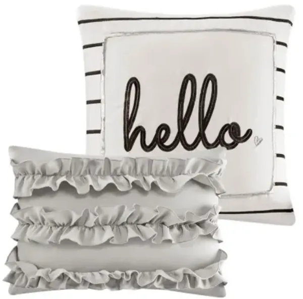 Olliix by Intelligent Design Zoey Grey and Silver Twin/Twin XL Metallic Triangle Print Comforter Set