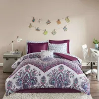 Olliix by Intelligent Design Tulay Twin Purple Complete Bed And Sheet Set