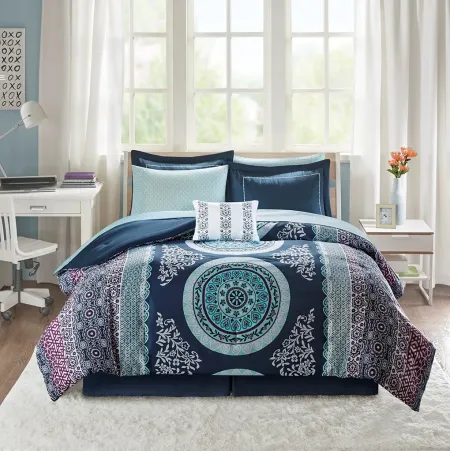 Olliix by Intelligent Design Loretta Navy Full Comforter and Sheet Set