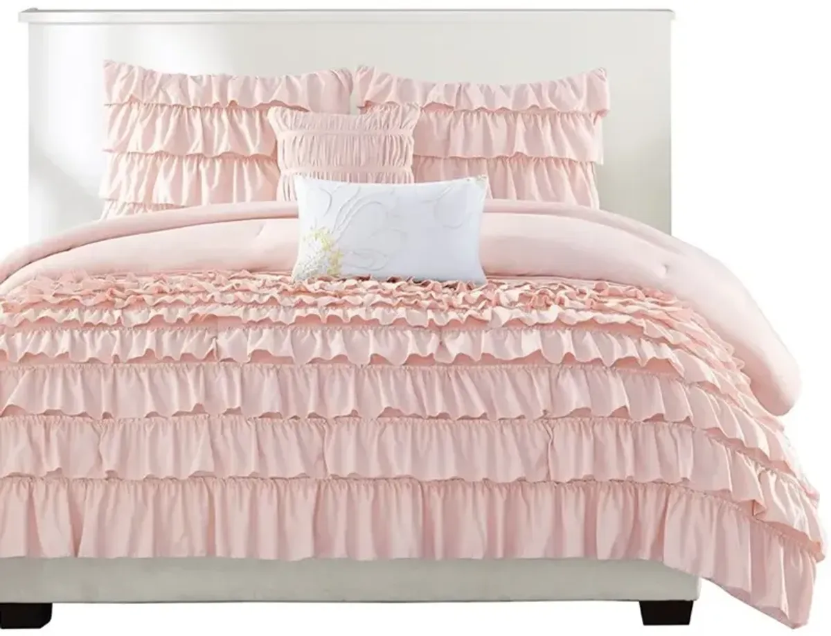 Olliix by Intelligent Design Waterfall Blush Full/Queen Comforter Set