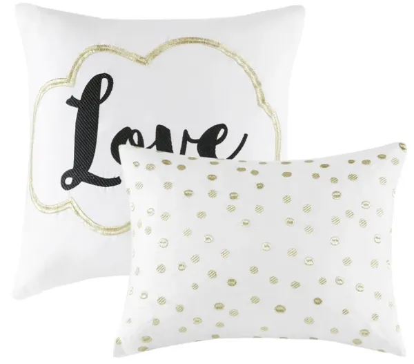Olliix by Intelligent Design Raina Ivory and Gold Twin/Twin XL Metallic Printed Comforter Set