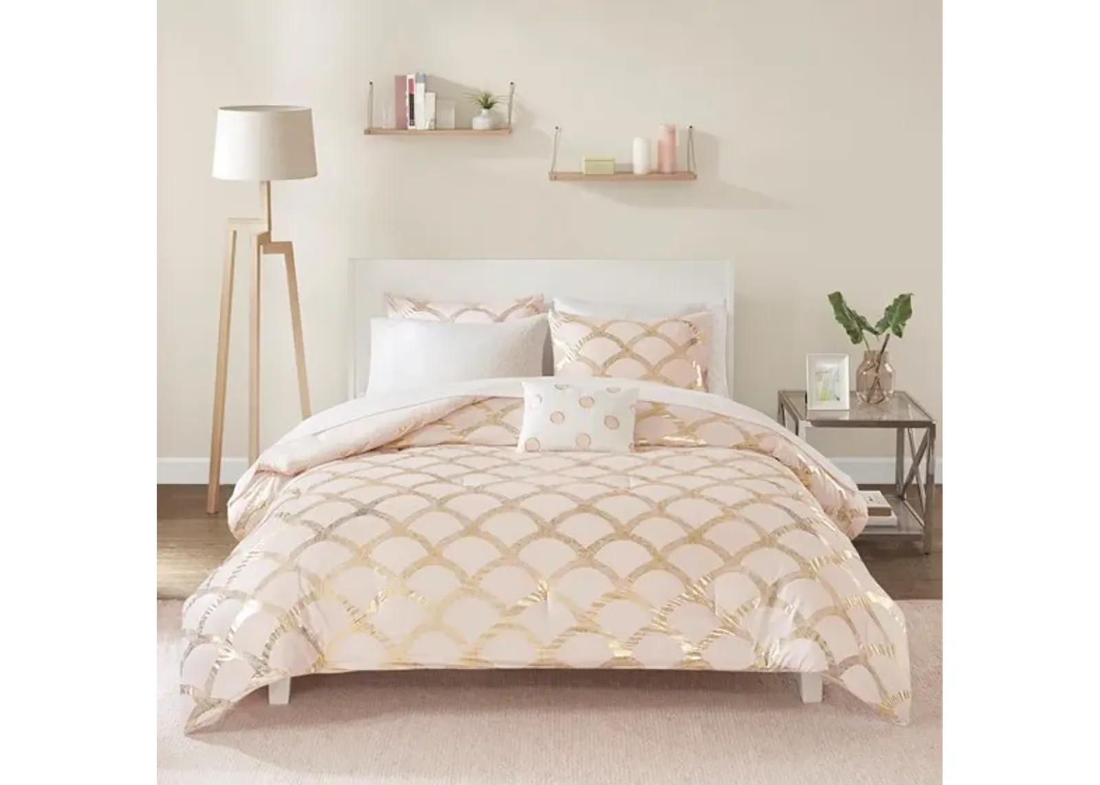 Olliix by Intelligent Design Lorna BlushTwin Extra Large Comforter and Sheet Set