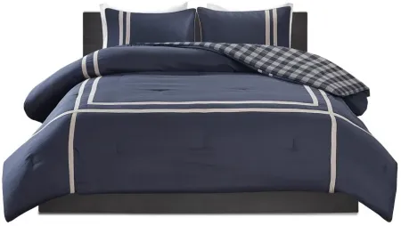 Olliix by Intelligent Design Oxford Navy Twin/Twin XL Reversible Comforter Set