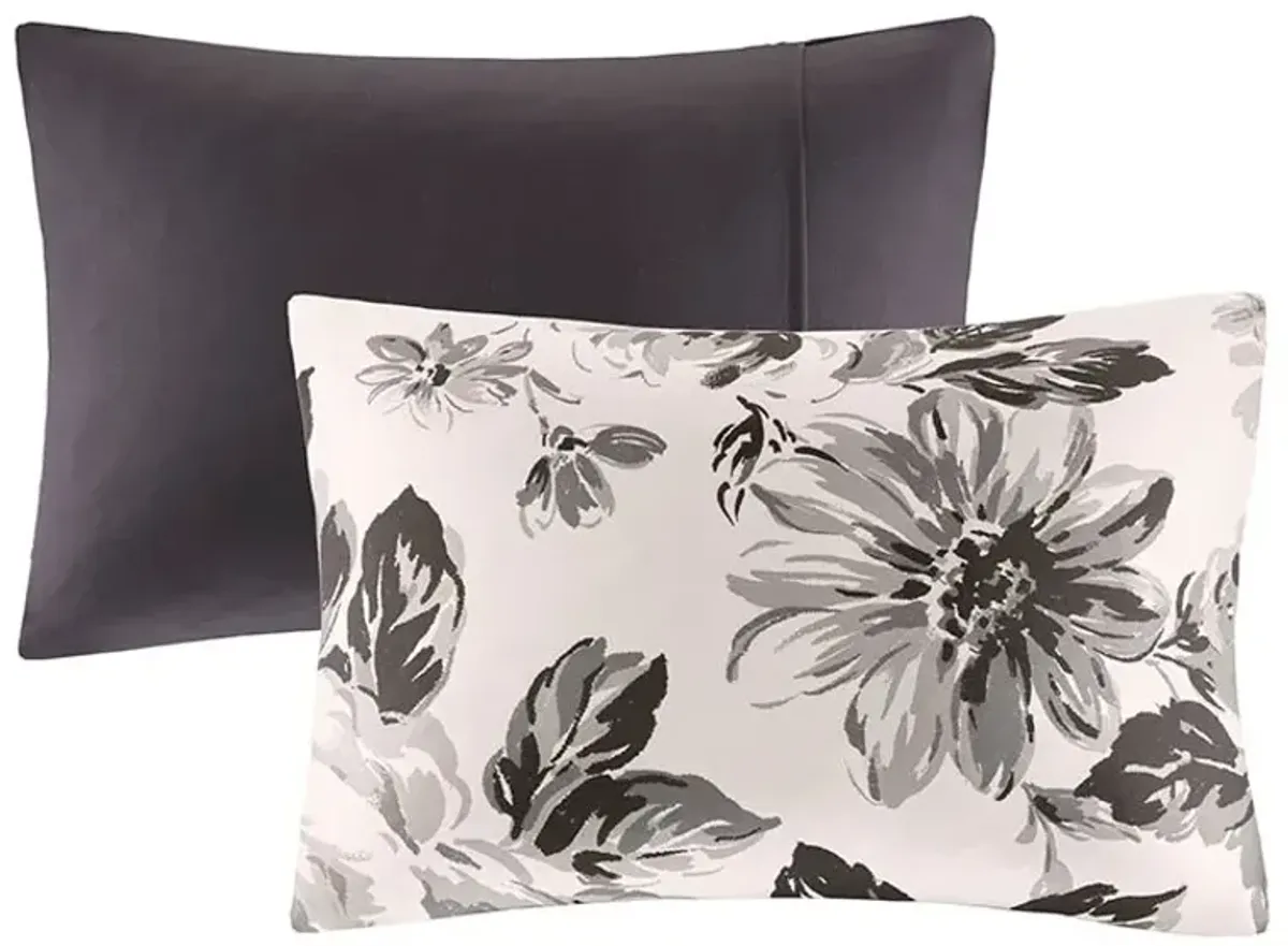 Olliix by Intelligent Design Dorsey Black and White Twin/Twin XL Floral Comforter Set