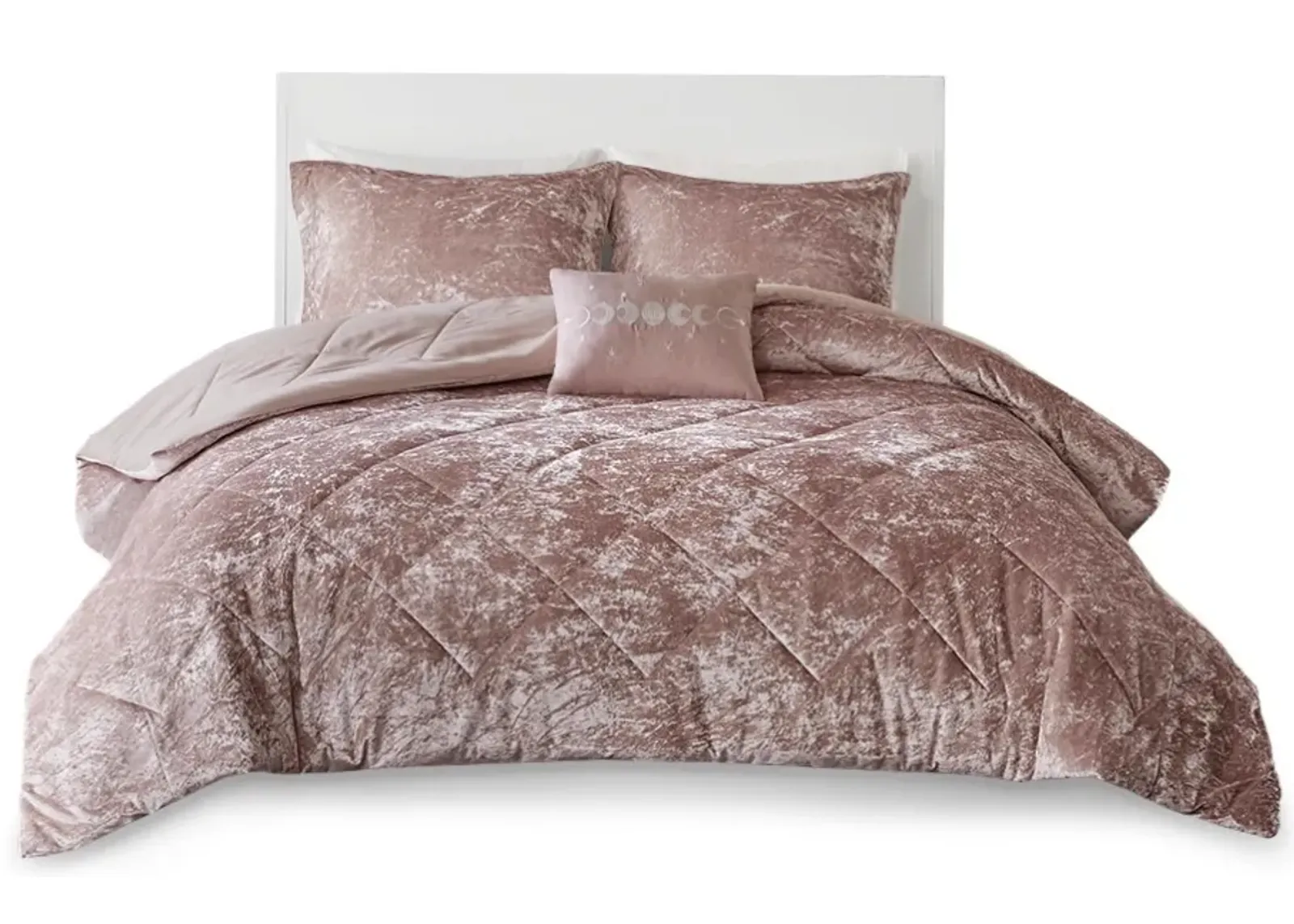 Olliix by Intelligent Design Blush Felicia Velvet Comforter Set