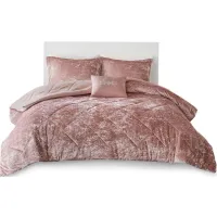Olliix by Intelligent Design Felicia Blush Full/Queen Velvet Comforter Set