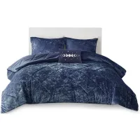Olliix by Intelligent Design Felicia Navy Twin/Twin XL Velvet Comforter Set