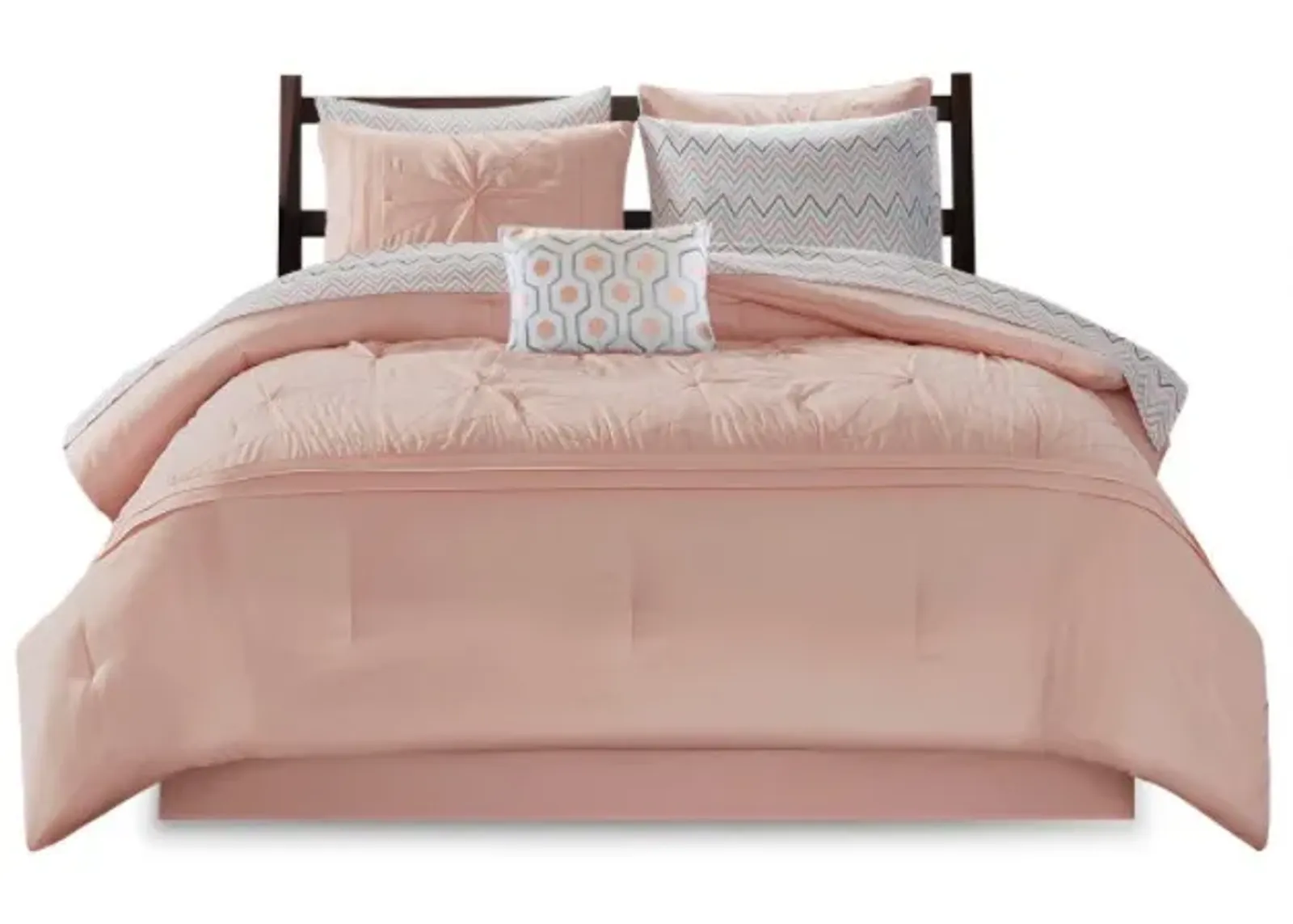 Olliix by Intelligent Design Toren Pink Twin Embroidered Comforter and Sheet Set