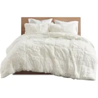 Olliix by Intelligent Design Malea Ivory Full/Queen Shaggy Faux Fur Comforter Mini Set