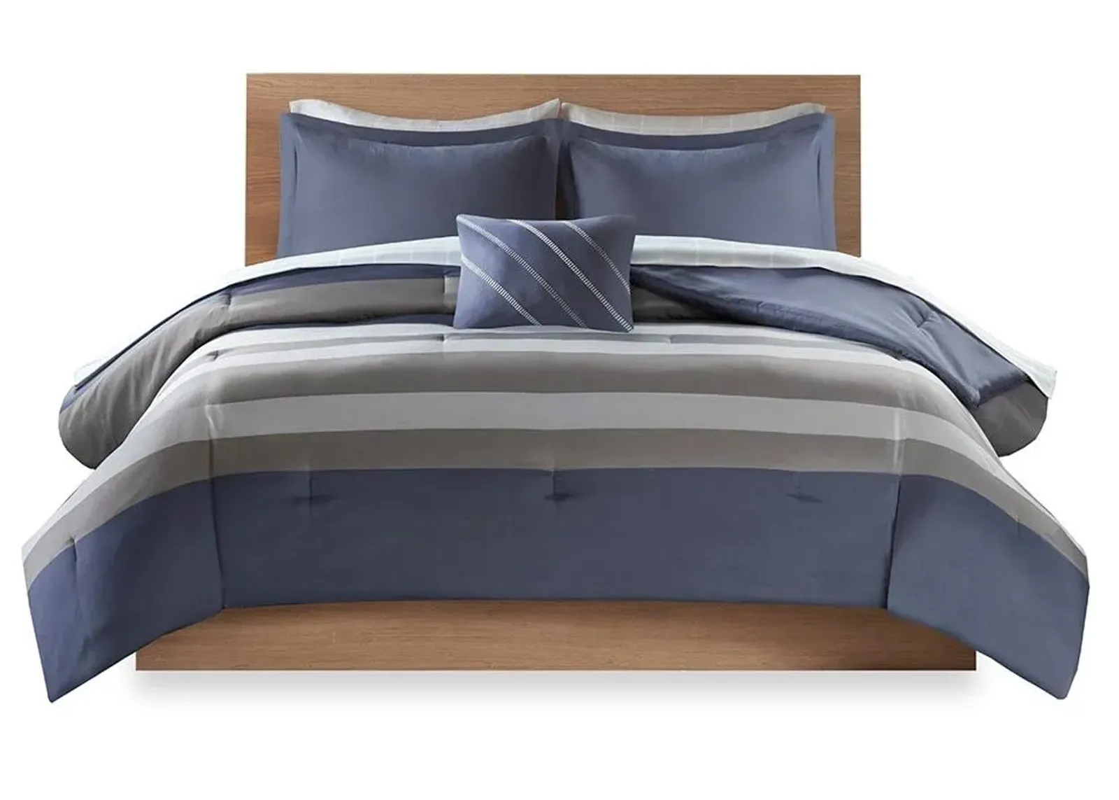 Olliix by Intelligent Design Marsden Blue/Grey Twin Complete Bed Set Including Sheets