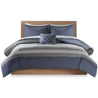 Olliix by Intelligent Design Marsden Blue and Grey Full Complete Bed and Sheets Set