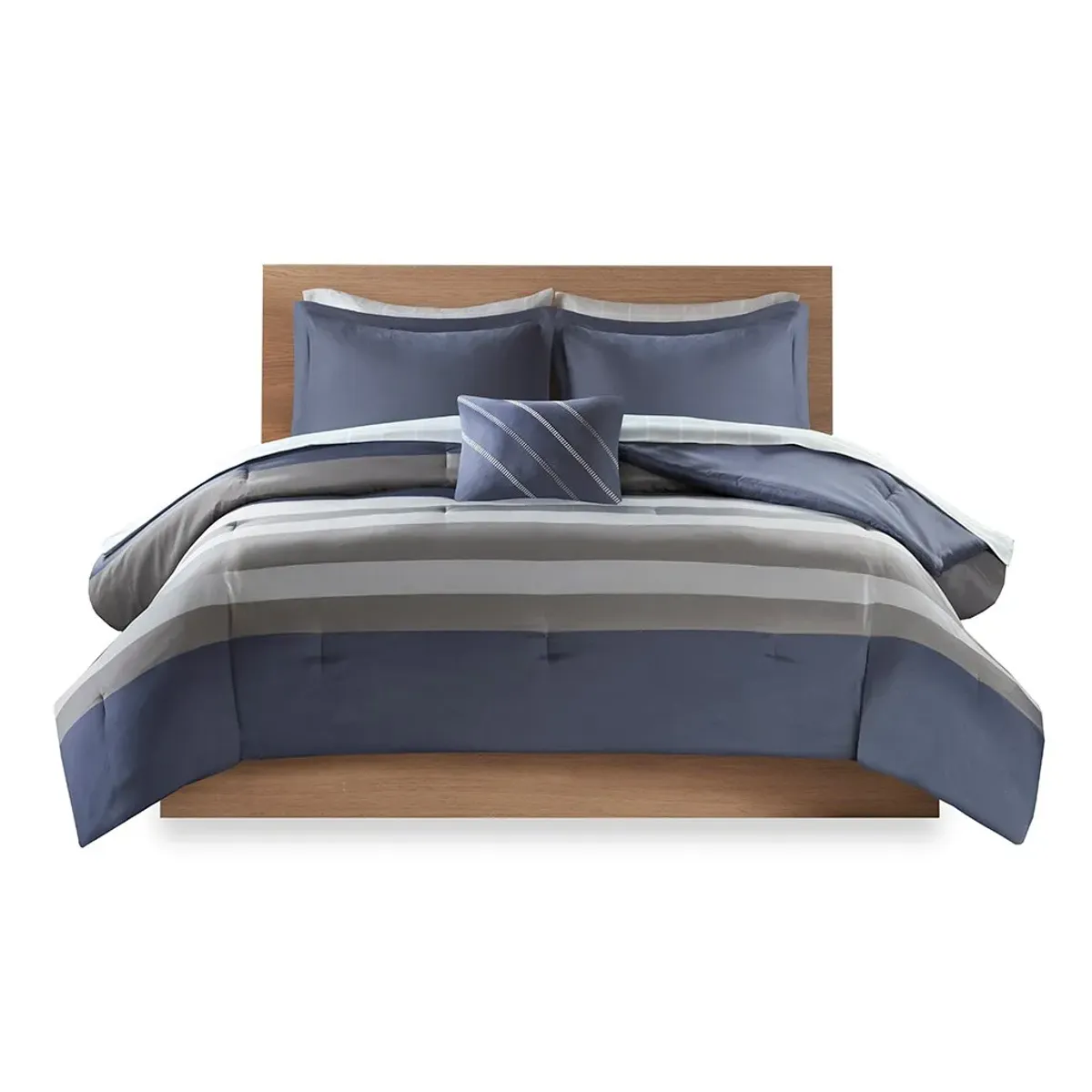 Olliix by Intelligent Design Marsden Blue and Grey Full Complete Bed and Sheets Set