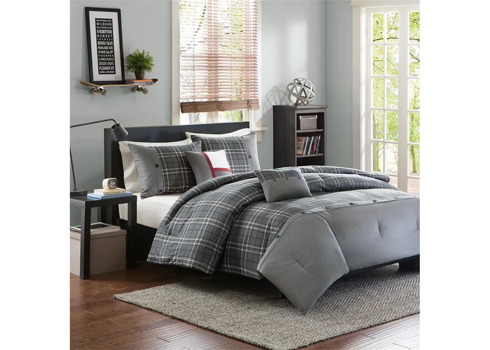 Olliix by Intelligent Design Daryl Grey Twin/Twin XL Comforter Set