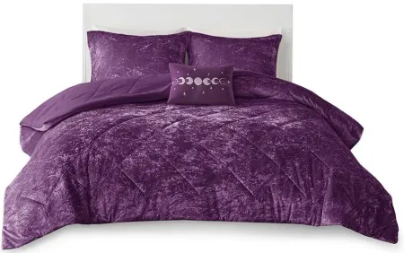 Olliix by Intelligent Design Felicia Purple Full/Queen Velvet Comforter Set