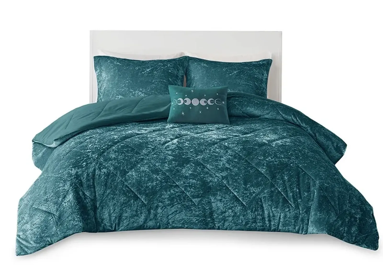 Olliix by Intelligent Design Felicia Teal Full/Queen Velvet Comforter Set