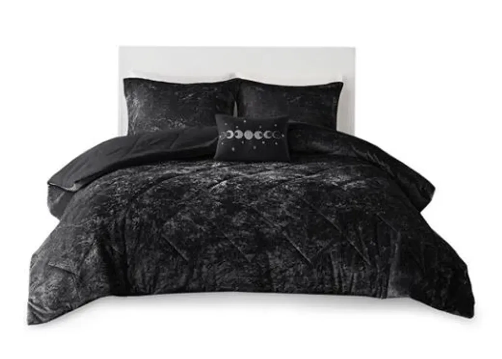 Olliix by Intelligent Design Felicia Black Twin/Twin Extra Large Velvet Comforter Set