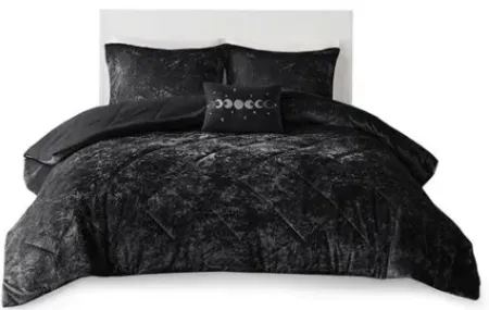 Olliix by Intelligent Design Felicia Black Twin/Twin Extra Large Velvet Comforter Set