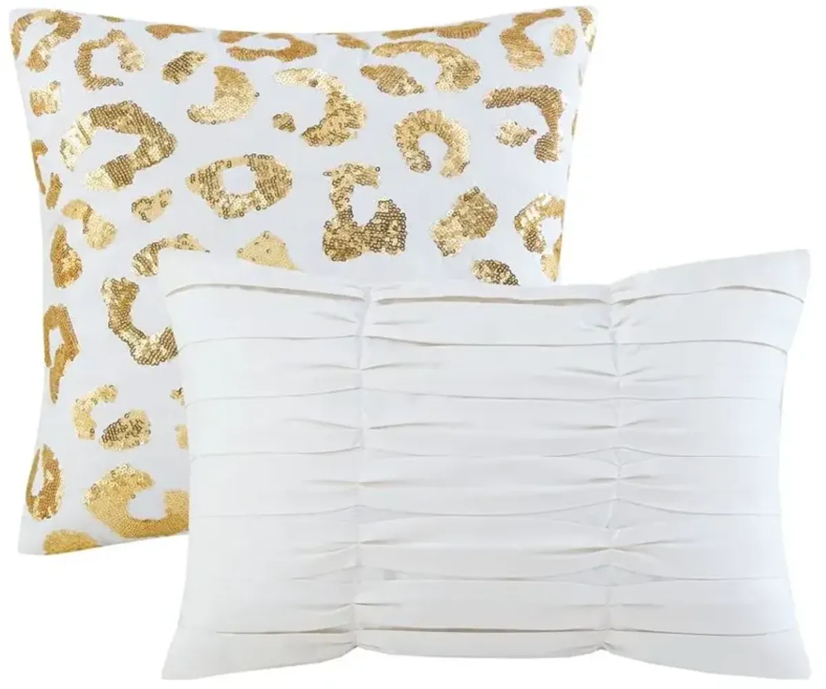 Olliix by Intelligent Design Lillie Gold/Ivory King/California King Metallic Animal Printed Comforter Set