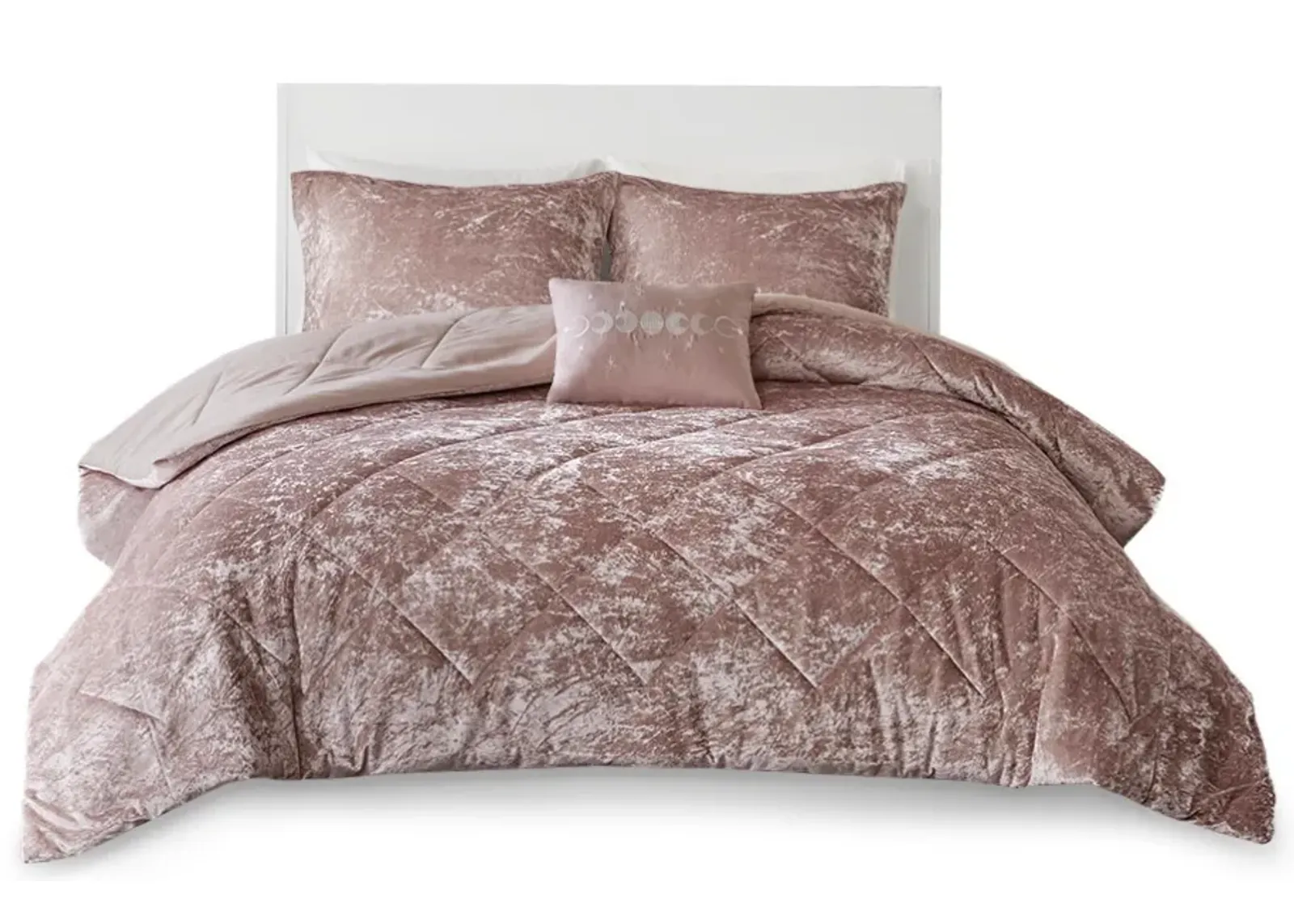 Olliix by Intelligent Design Felicia Blush King/California King Velvet Comforter Set