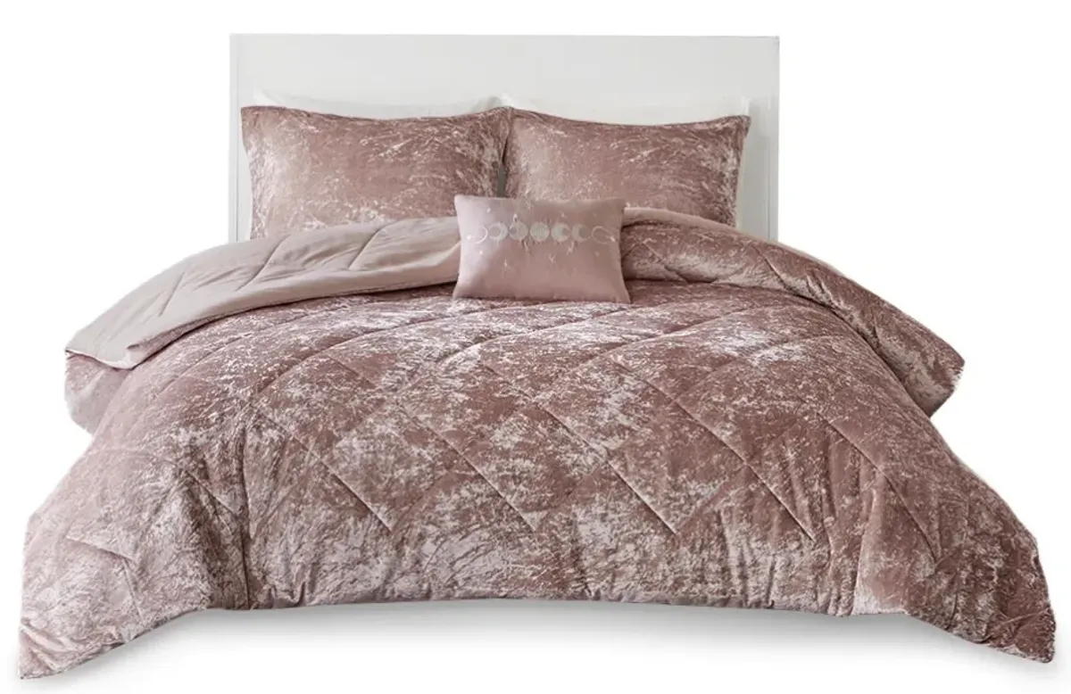 Olliix by Intelligent Design Felicia Blush King/California King Velvet Comforter Set