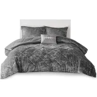 Olliix by Intelligent Design Felicia Grey King/California King Velvet Comforter Set