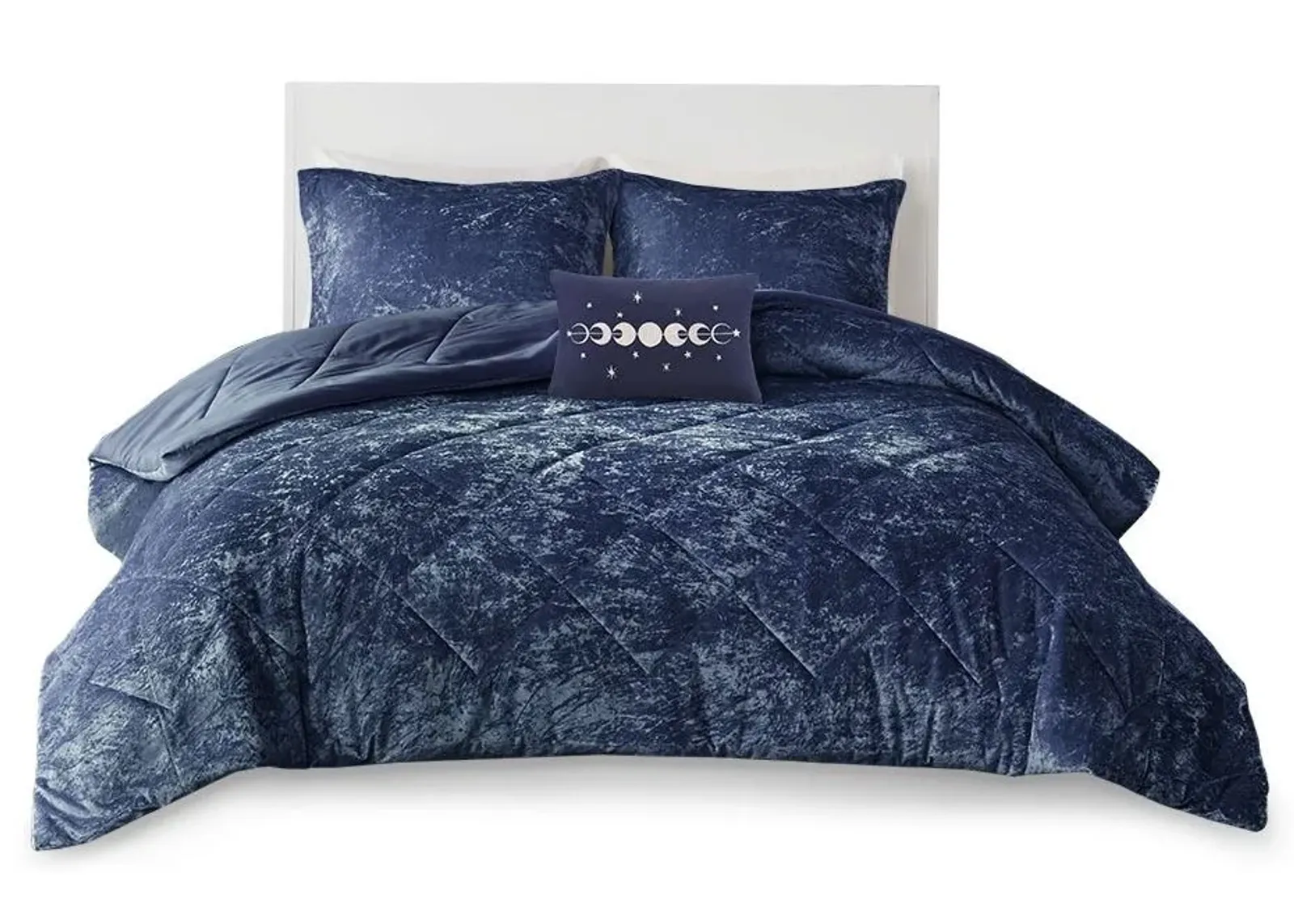 Olliix by Intelligent Design Felicia Navy King/California King Velvet Comforter Set