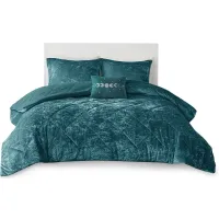 Olliix by Intelligent Design Felicia Teal King/California King Velvet Comforter Set