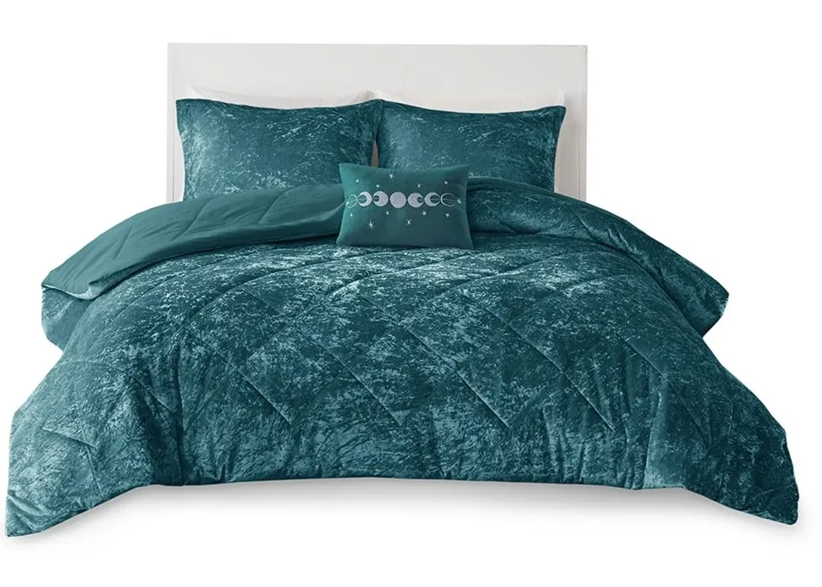 Olliix by Intelligent Design Felicia Teal King/California King Velvet Comforter Set