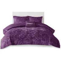 Olliix by Intelligent Design Felicia Purple King/California King Velvet Comforter Set
