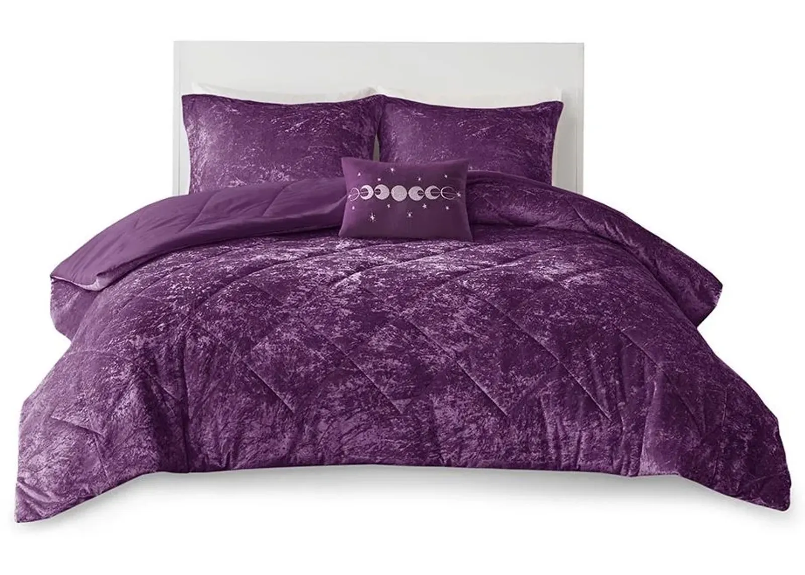 Olliix by Intelligent Design Felicia Purple King/California King Velvet Comforter Set