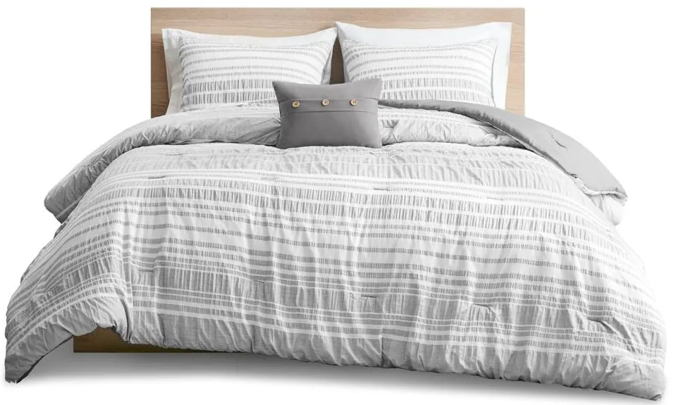 Olliix by Intelligent Design Lumi Grey Twin/Twin XL Striped Comforter Set