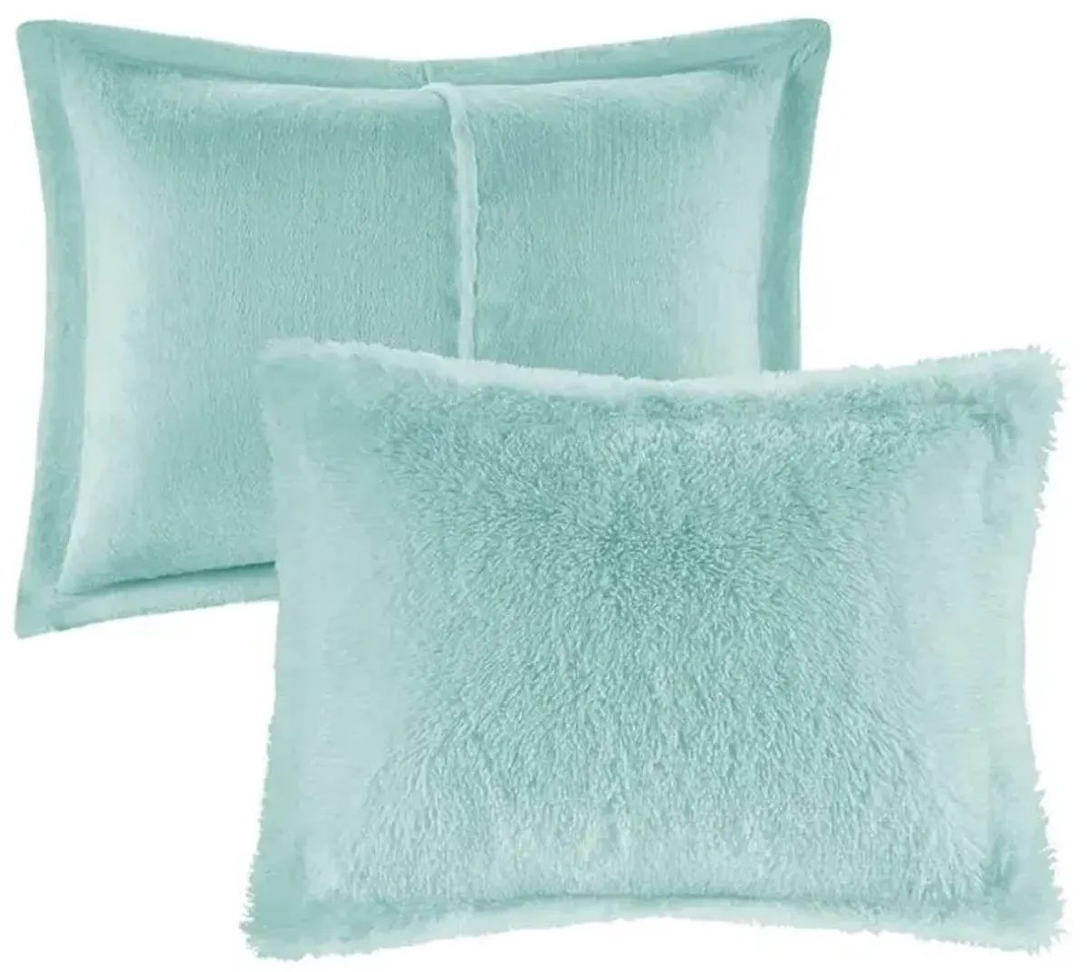 Olliix by Intelligent Design Malea Aque Full/Queen Shaggy Faux Fur Comforter Mini Set