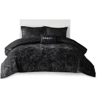 Olliix by Intelligent Design Felicia Black King/California King Velvet Comforter Set