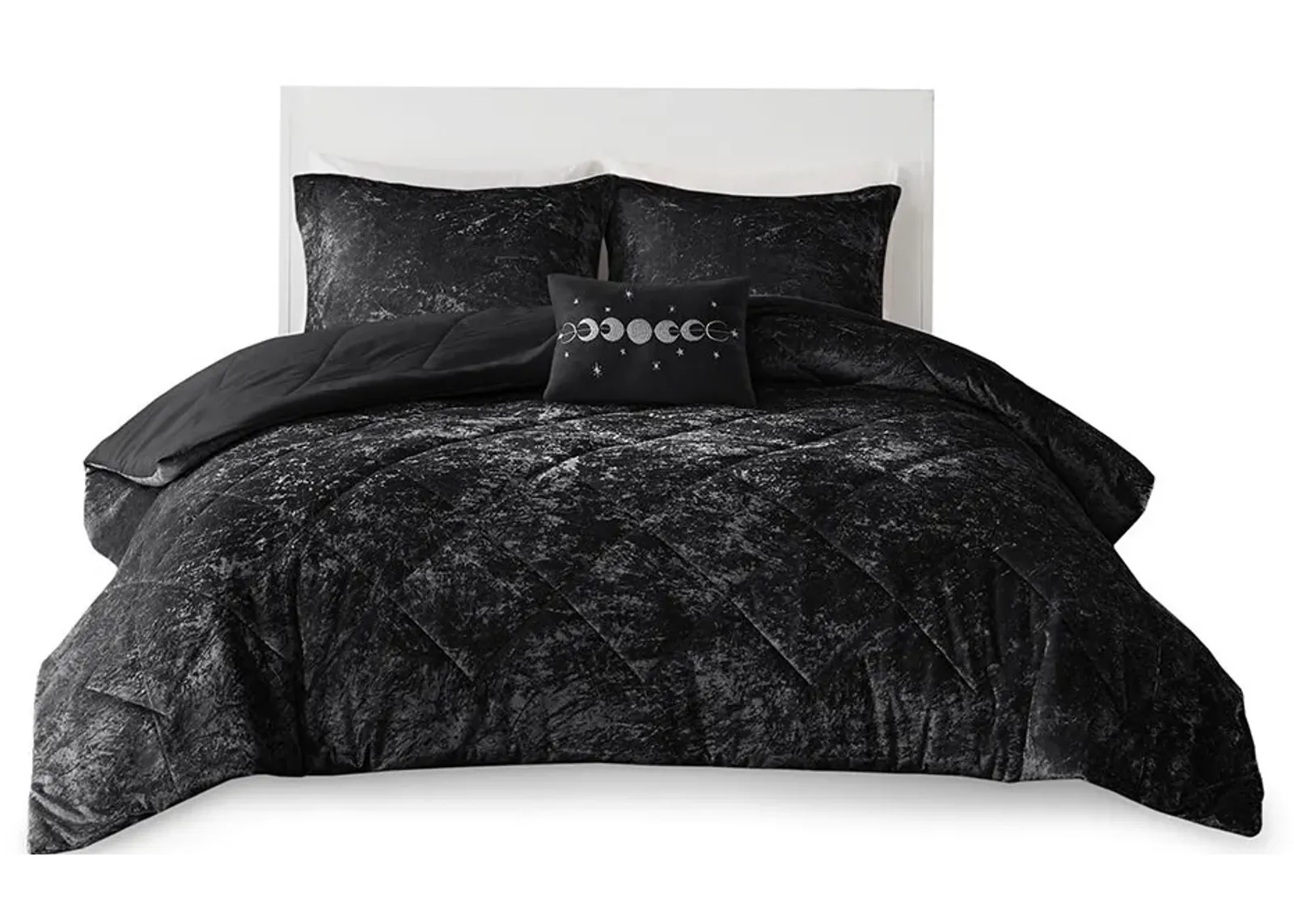 Olliix by Intelligent Design Felicia Black King/California King Velvet Comforter Set