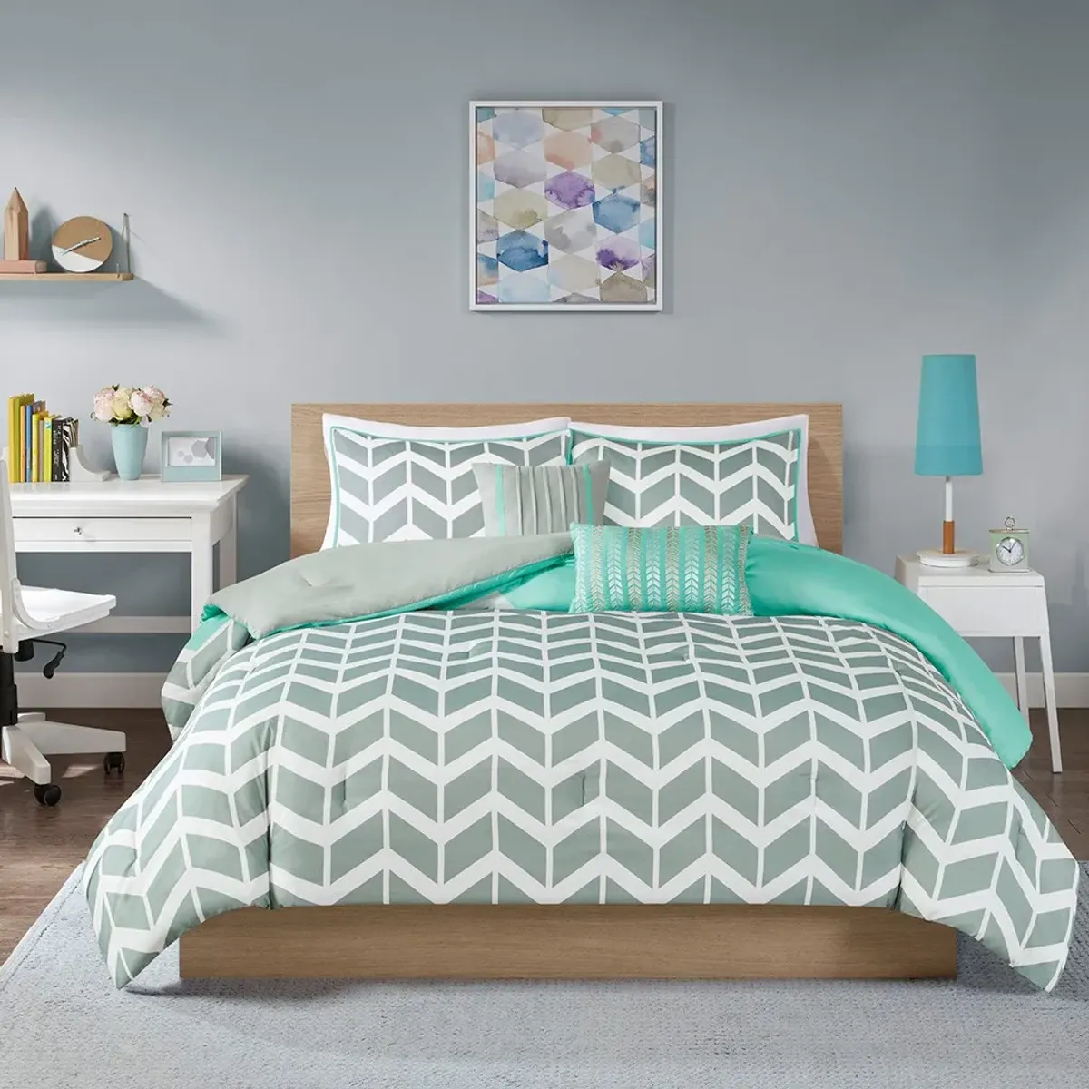 Olliix by Intelligent Design Nadia Teal Twin/Twin XL Comforter Set