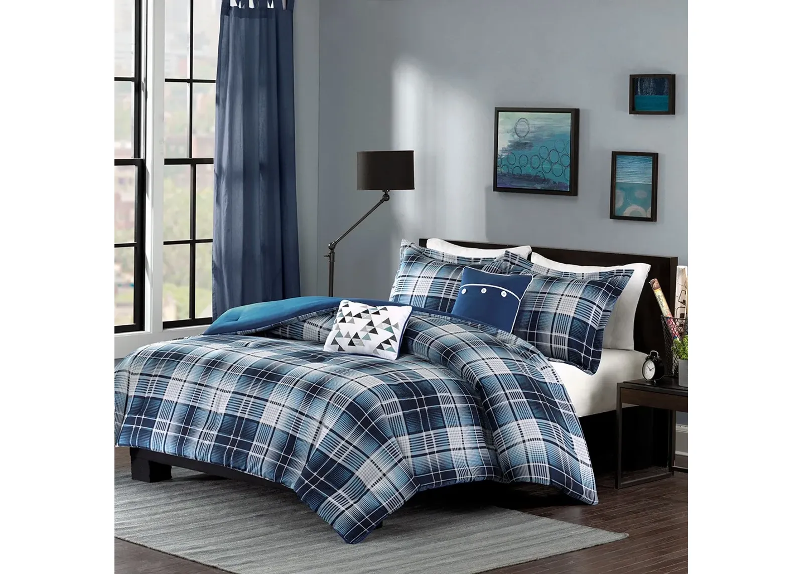 Olliix by Intelligent Design Camilo Blue Twin/Twin XL Comforter Set