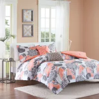 Olliix by Intelligent Design Marie Coral Full/Queen Comforter Set