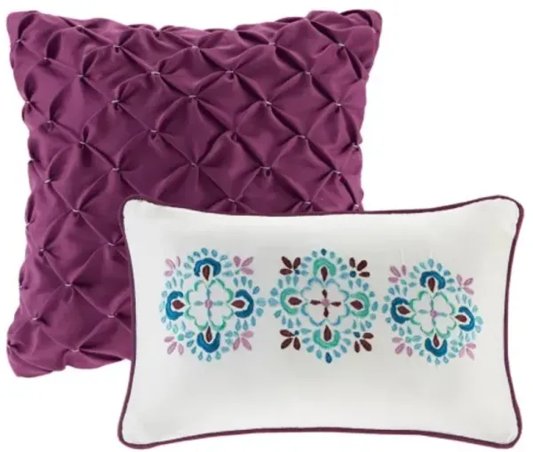 Olliix by Intelligent Design Joni Purple Twin/Twin XL Boho Reversible Coverlet Set