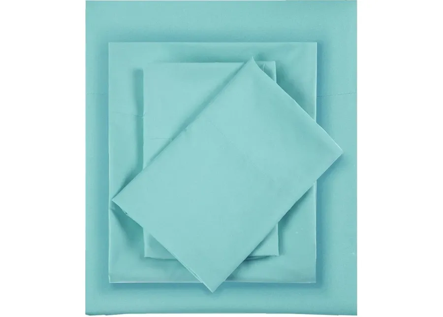 Olliix by Intelligent Design Teal Full Microfiber All Season Wrinkle-Free Sheet Set