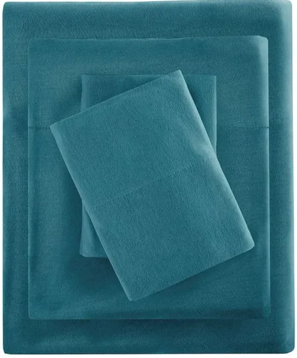Olliix by Intelligent Design Teal Twin Cotton Blend Jersey Knit All Season Sheet Set