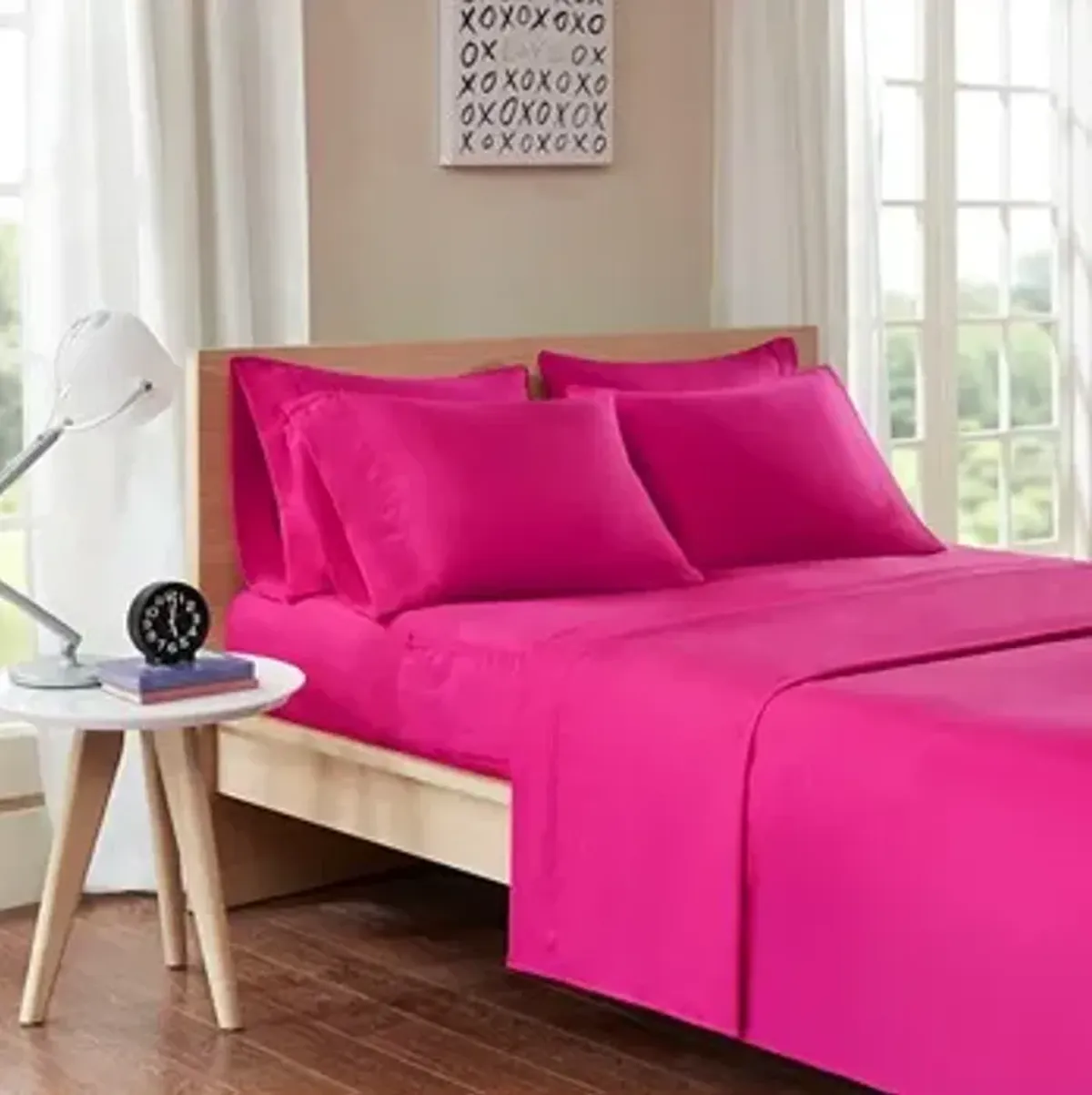 Olliix by Intelligent Design Pink Twin Microfiber All Season Wrinkle-Free Sheet Set