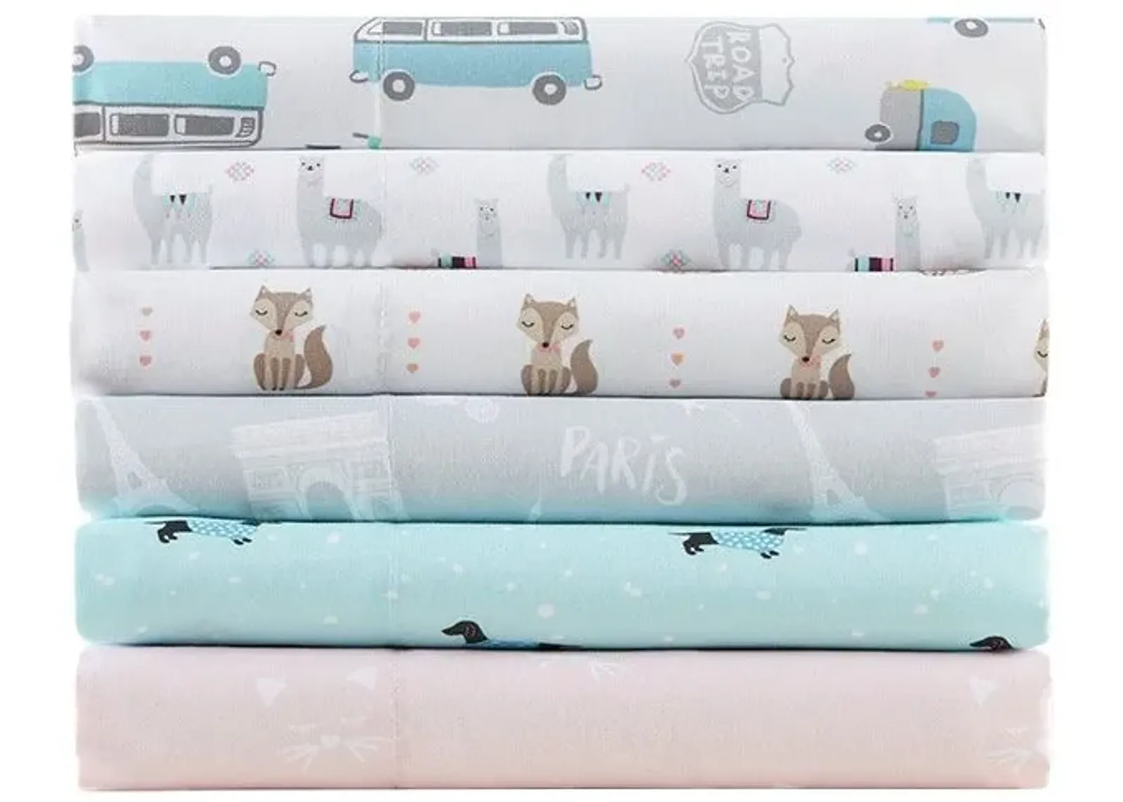 Olliix by Intelligent Design Grey/Blue Road Trip Twin Novelty Printed Sheet Set