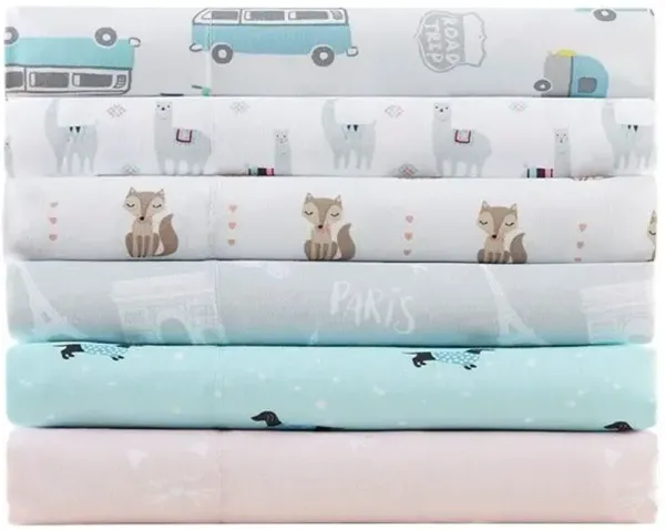 Olliix by Intelligent Design Aqua Dogs Twin Novelty Printed Sheet Set