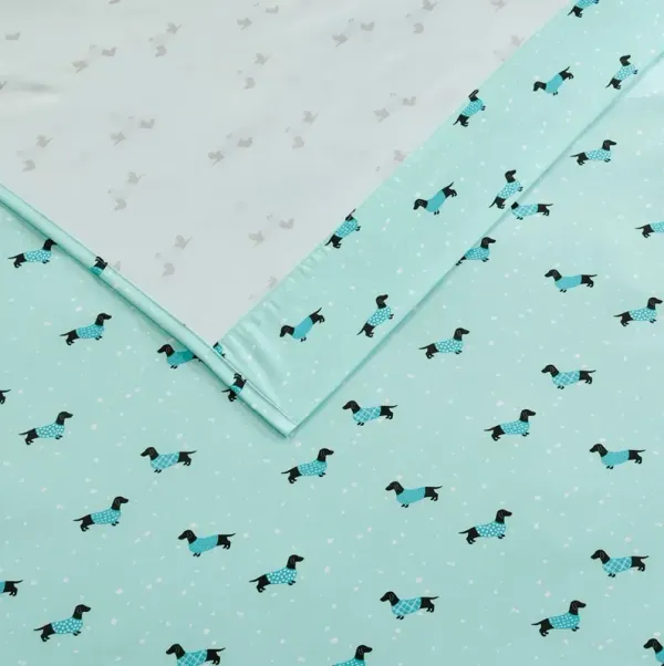 Olliix by Intelligent Design Aqua Dogs Twin Novelty Printed Sheet Set