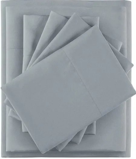 Olliix by Intelligent Design Grey Twin Microfiber Sheet Set with Side Storage Pockets