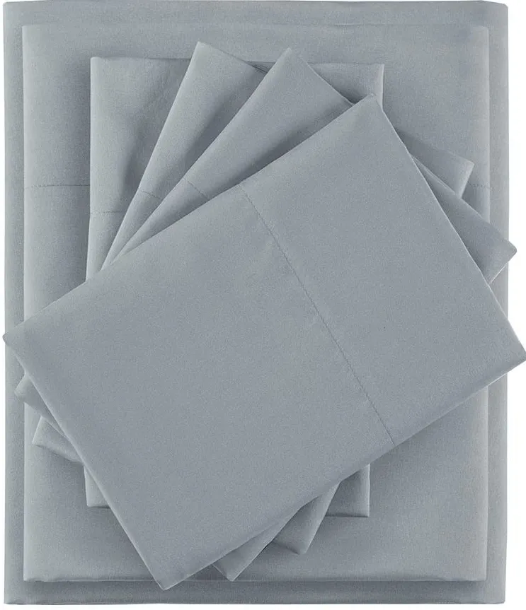 Olliix by Intelligent Design Grey Full Microfiber Sheet Set with Side Storage Pockets