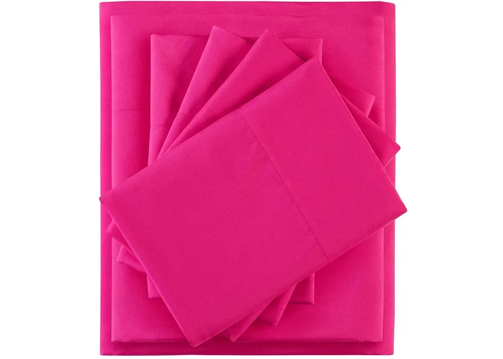 Olliix by Intelligent Design Pink Twin Microfiber Sheet Set with Side Storage Pockets