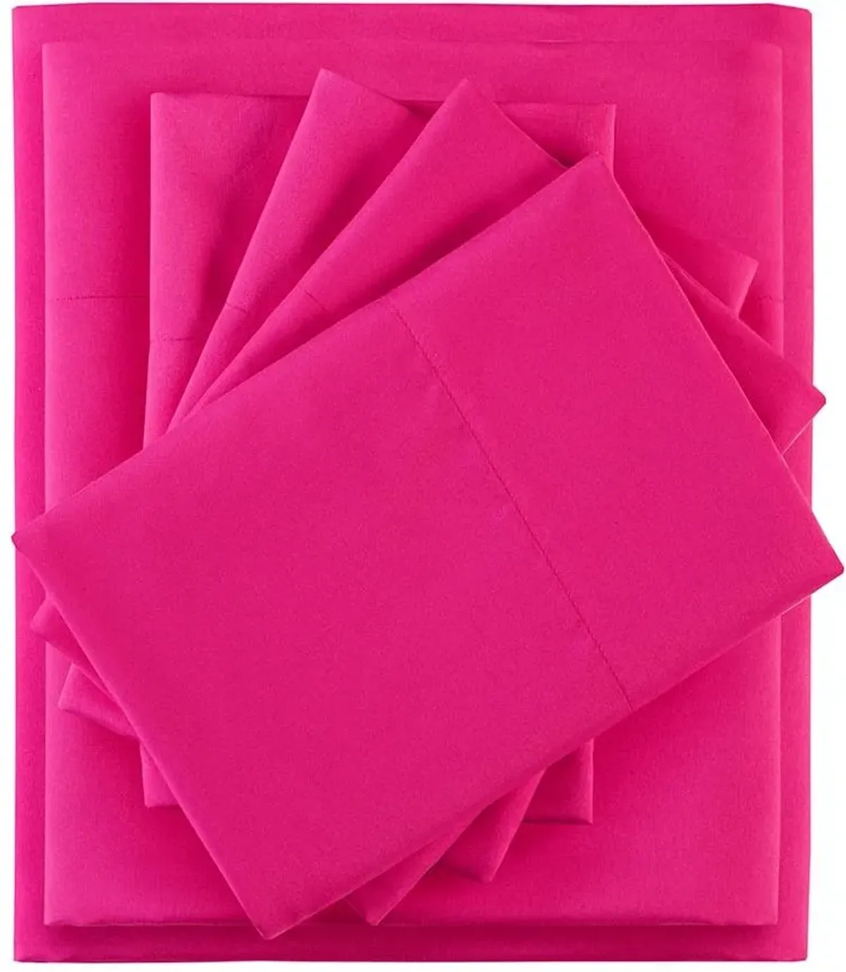 Olliix by Intelligent Design Pink Twin Microfiber Sheet Set with Side Storage Pockets